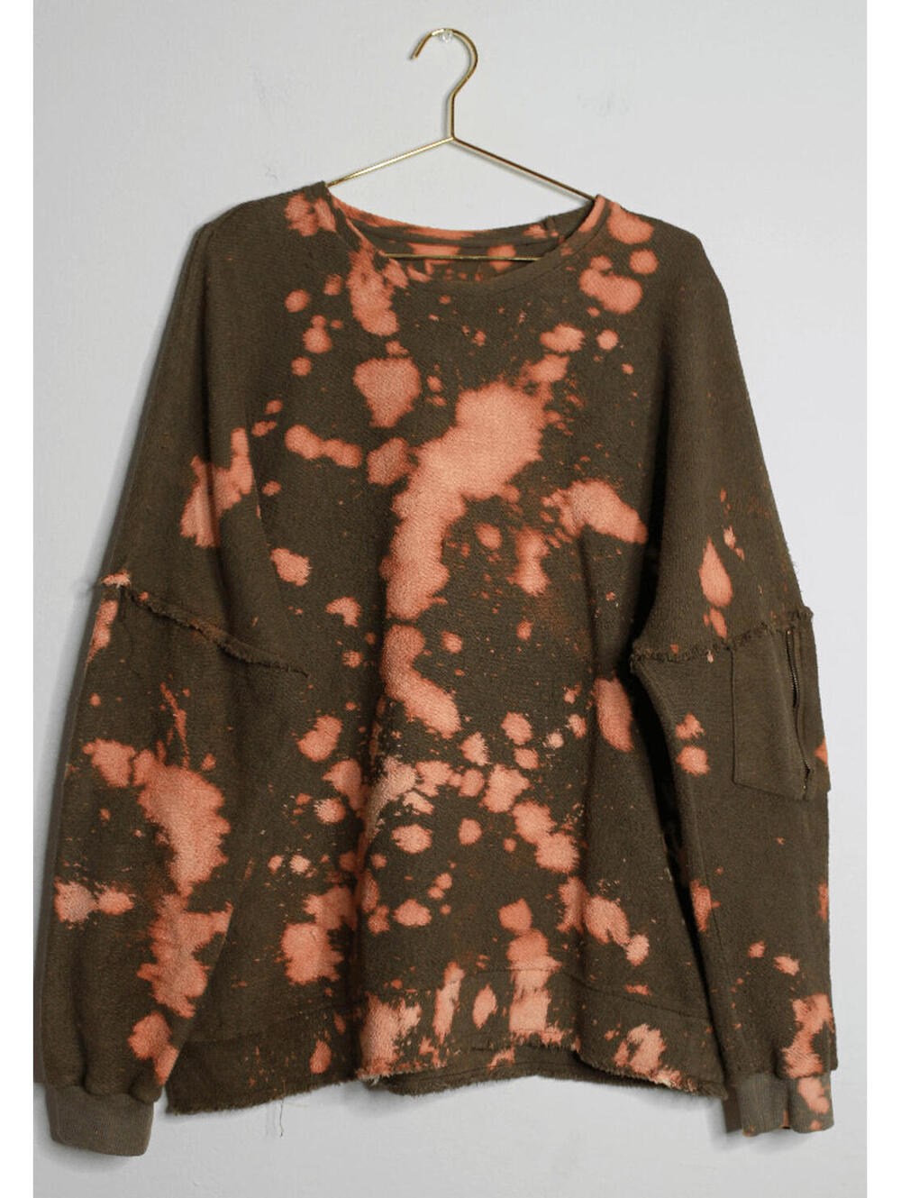 Upcycled Acid Wash Green Peach Crew Neck Sweater - XL